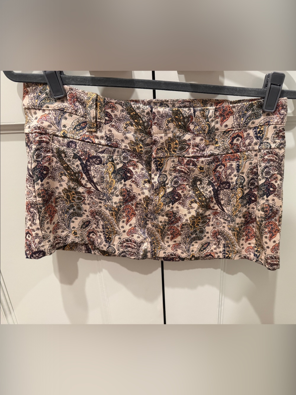 Free People Paisley Mini Skirt in Cream, Navy & Rust Tones